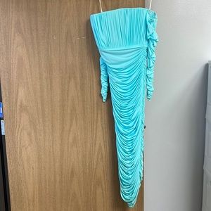 Women's White Sterling Ruched Mesh Midi Dress